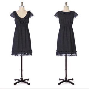 Anthropologie Maeve Charmed Charcoal Ruffle Dress